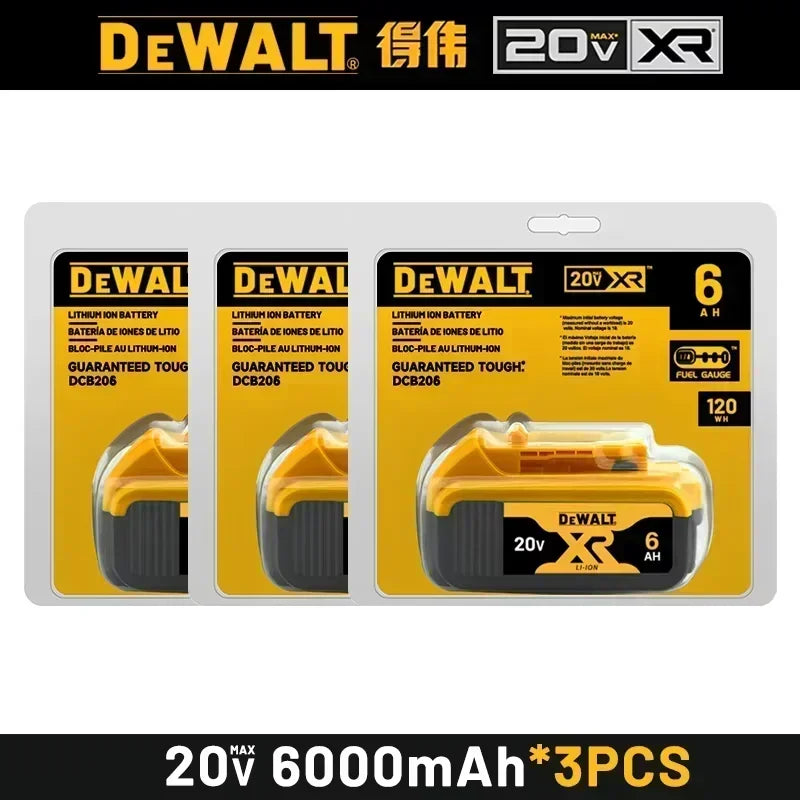 100% Genuine Dewalt 20V Battery, 2AH  6AH Rechargeable Lithium Ion Battery, Dewalt DCB200 DCB206 Power Tool Replacement Battery