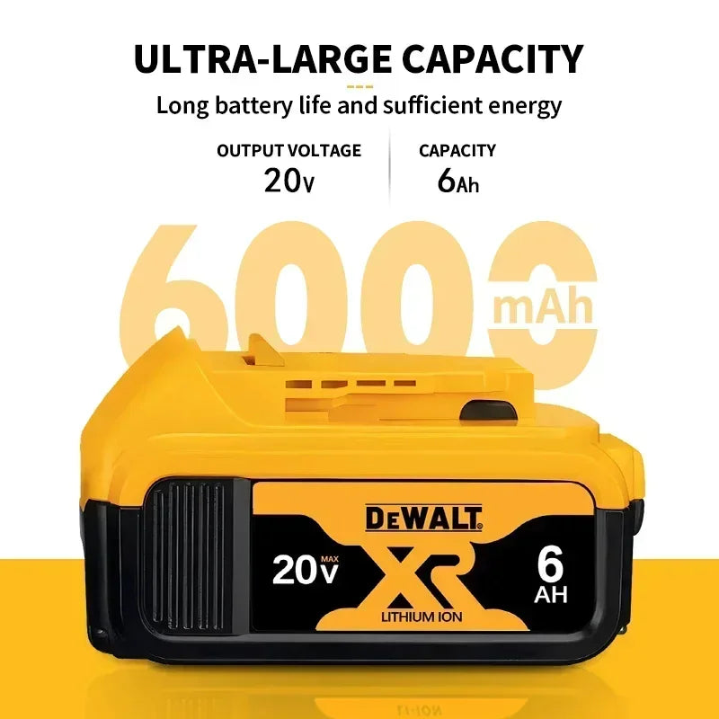 100% Genuine Dewalt 20V Battery, 2AH  6AH Rechargeable Lithium Ion Battery, Dewalt DCB200 DCB206 Power Tool Replacement Battery