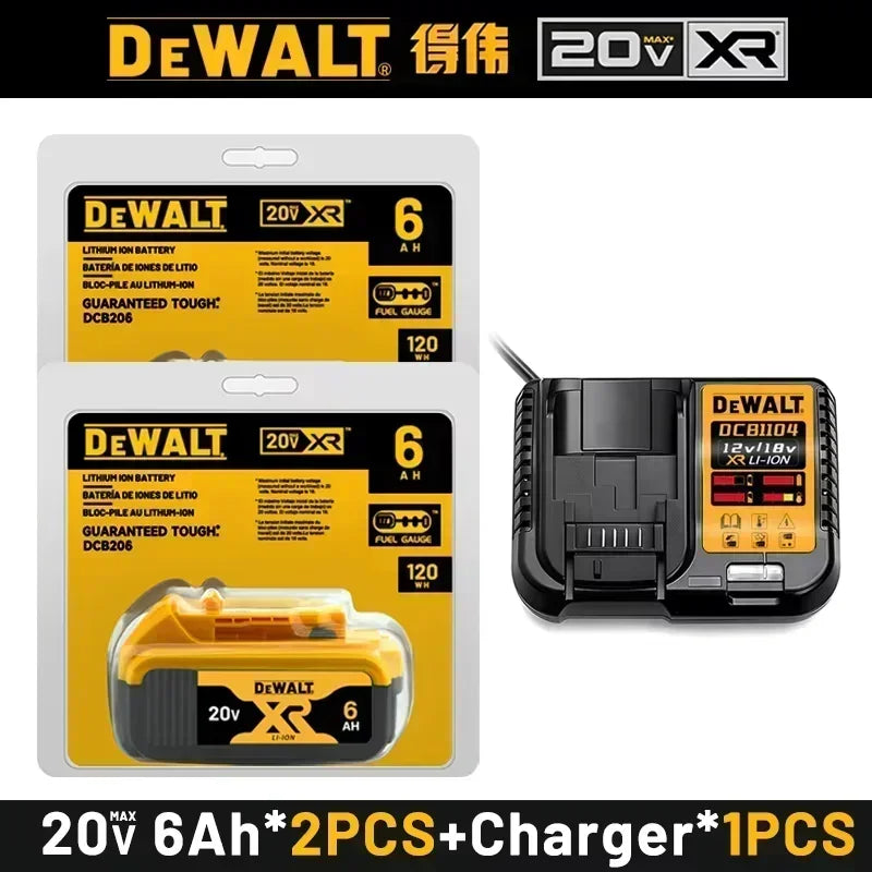 100% Genuine Dewalt 20V Battery, 2AH  6AH Rechargeable Lithium Ion Battery, Dewalt DCB200 DCB206 Power Tool Replacement Battery