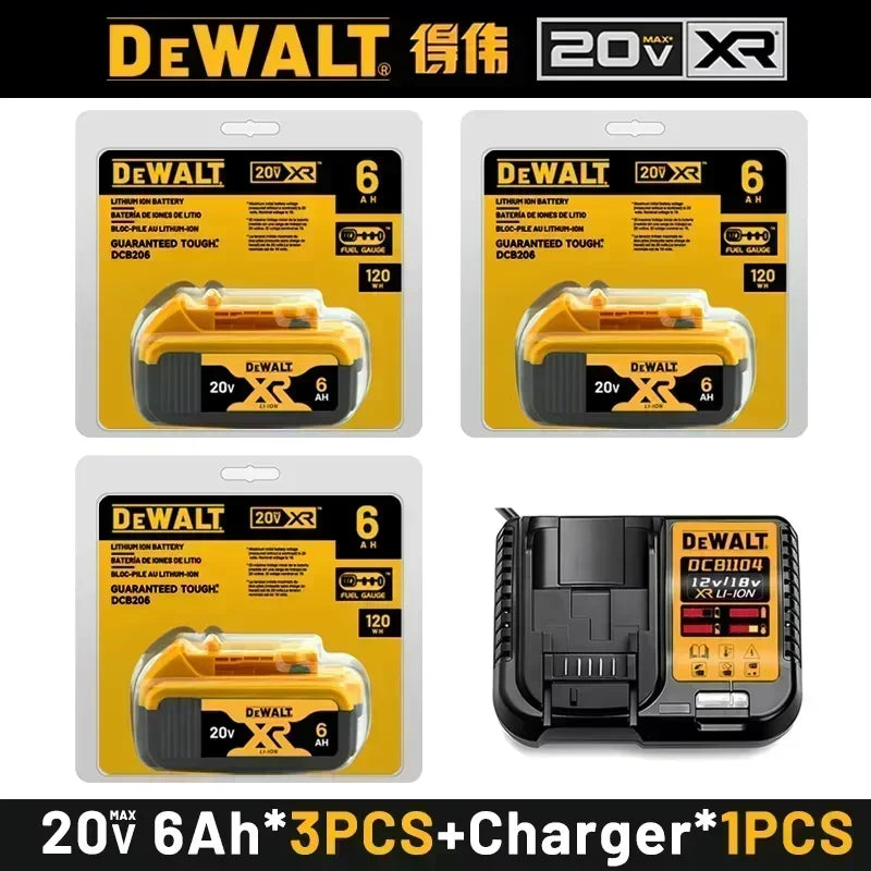 100% Genuine Dewalt 20V Battery, 2AH  6AH Rechargeable Lithium Ion Battery, Dewalt DCB200 DCB206 Power Tool Replacement Battery