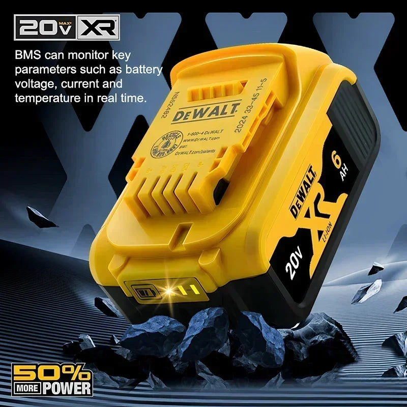 100% Genuine Dewalt 20V Battery, 2AH  6AH Rechargeable Lithium Ion Battery, Dewalt DCB200 DCB206 Power Tool Replacement Battery