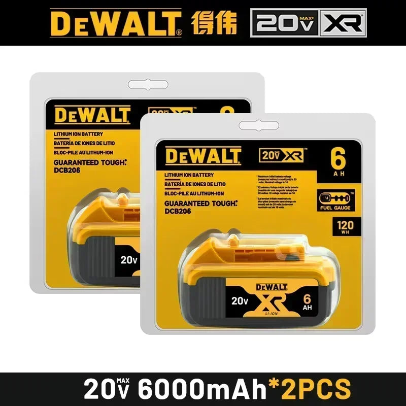 100% Genuine Dewalt 20V Battery, 2AH  6AH Rechargeable Lithium Ion Battery, Dewalt DCB200 DCB206 Power Tool Replacement Battery