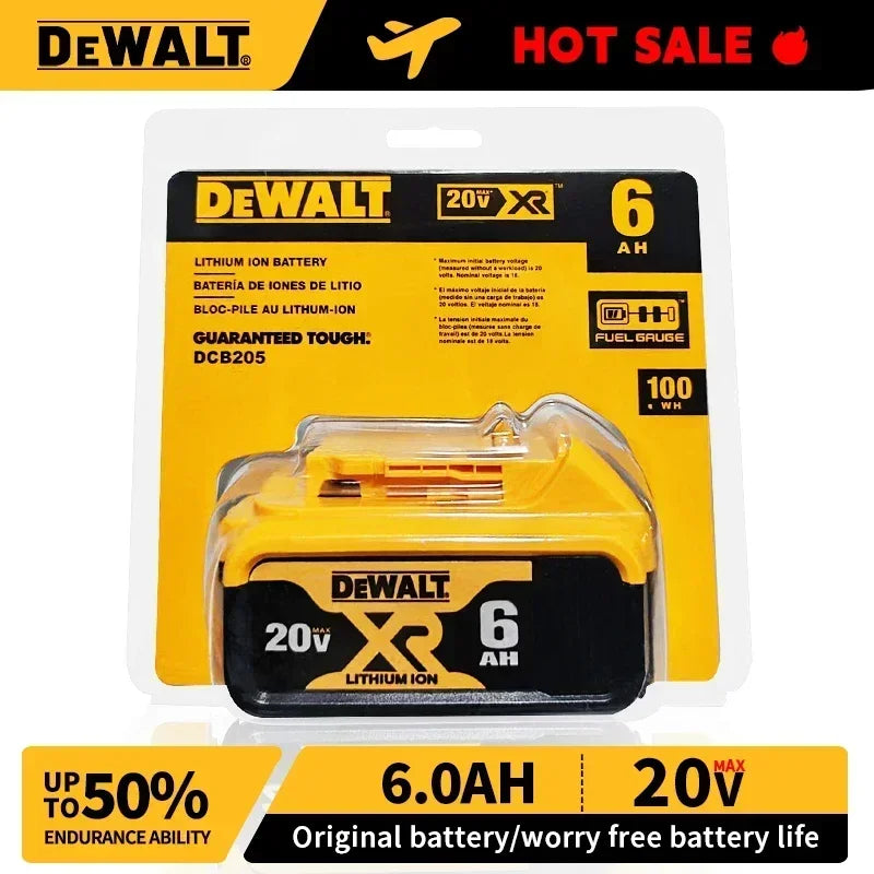 100% Genuine Dewalt 20V Battery, 2AH  6AH Rechargeable Lithium Ion Battery, Dewalt DCB200 DCB206 Power Tool Replacement Battery