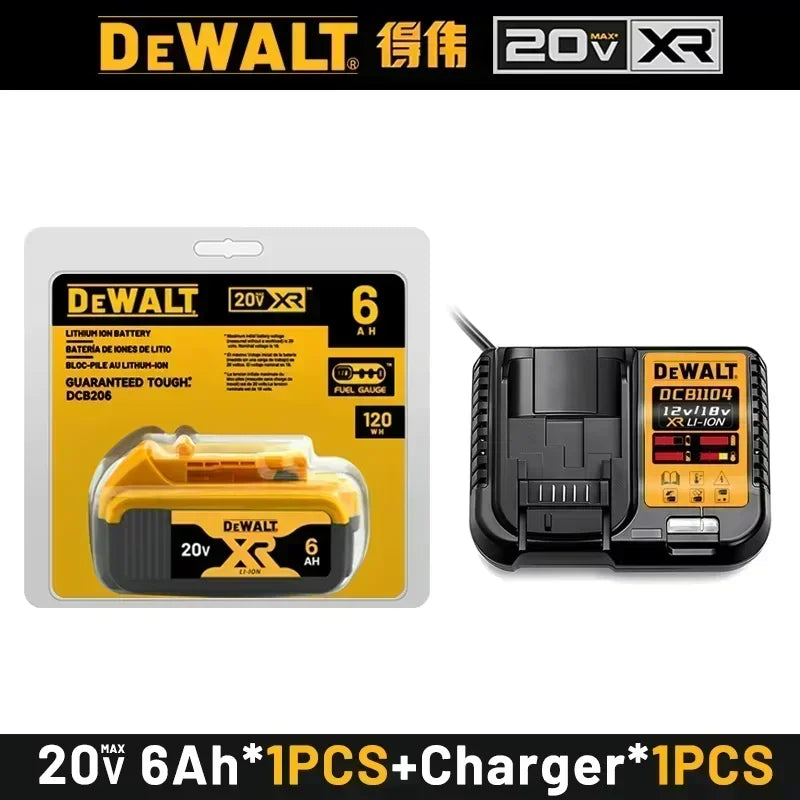 100% Genuine Dewalt 20V Battery, 2AH  6AH Rechargeable Lithium Ion Battery, Dewalt DCB200 DCB206 Power Tool Replacement Battery